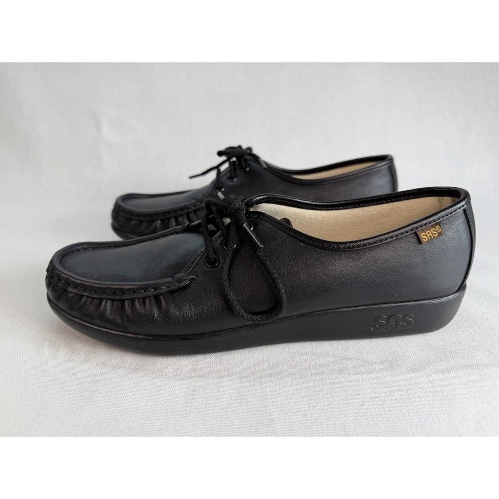 SAS SIESTA LACE UP WOMEN LOAFERS SIZE 11 BLACK LEATHER